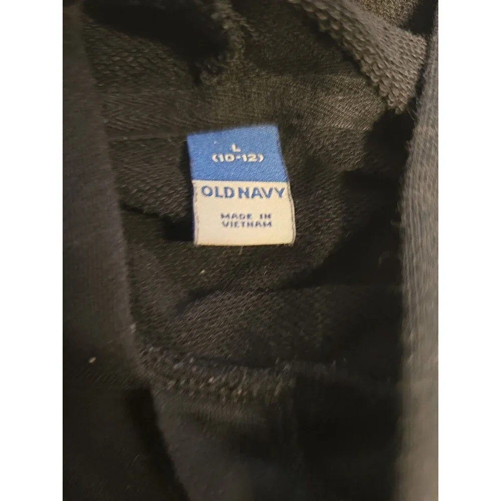 Old Navy Kind Vines Cropped Hoodie Black Sweatshirt Teens Size L 10-12